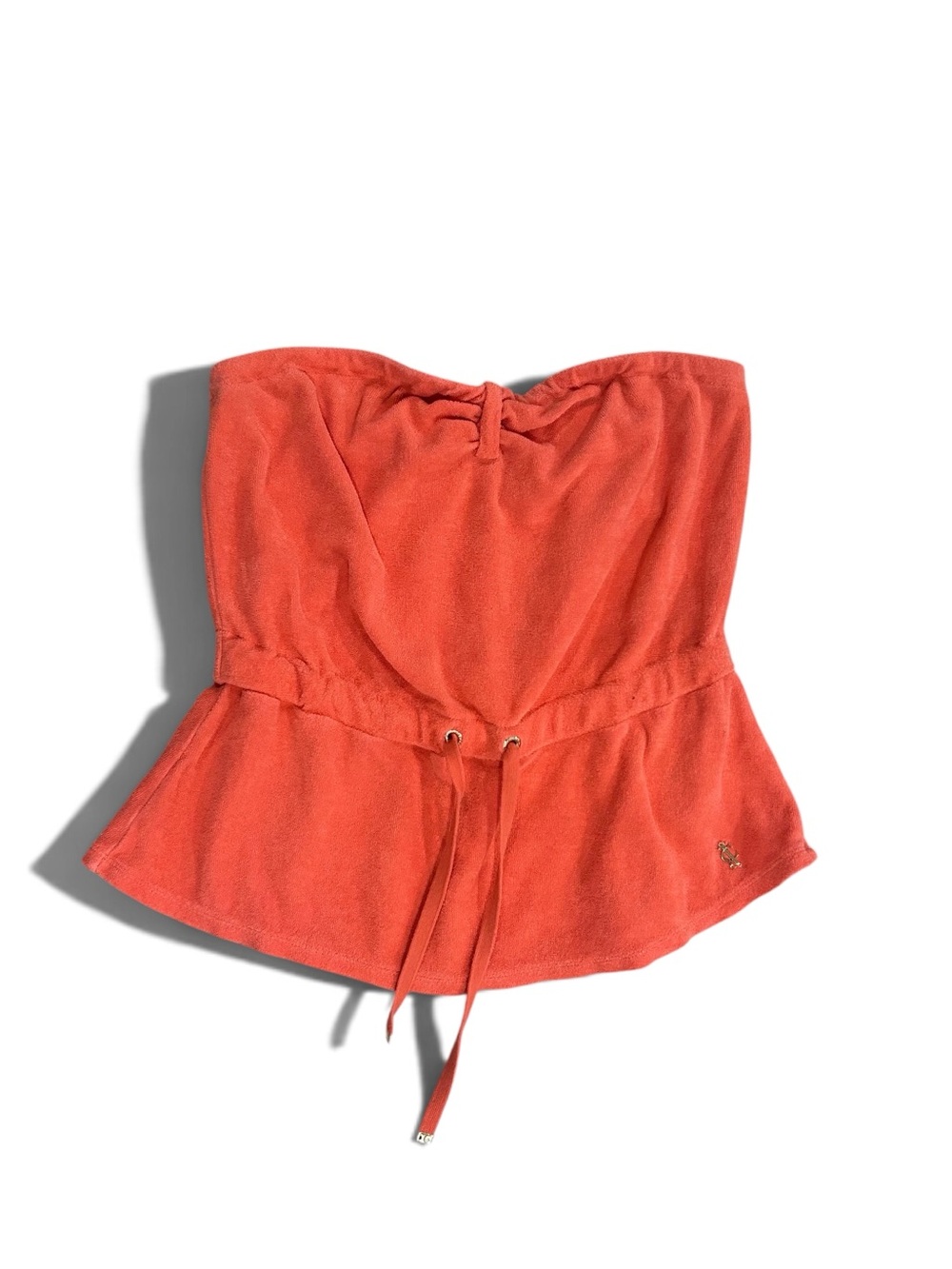 Juicy Couture Terry Cloth Strapless Peplum Tube Top Coral Pink Size P